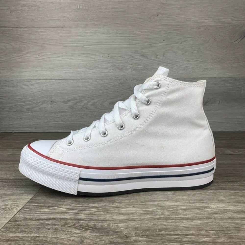 White Canvas Converse Chuck Taylor All Star Platform shoes size 8